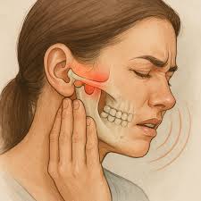 Illustration of jaw and tooth pain when biting down on a crowned tooth